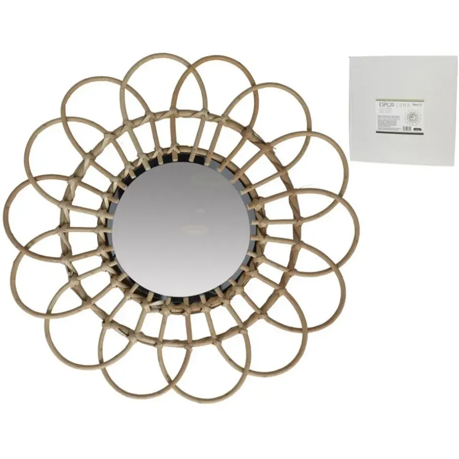 Home & Styling Ronde wandspiegel bohemian - bruin - bamboo- D45cm