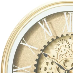 Home & Styling Wandklok/muur klok Lausanne - Dia 50 cm - goud