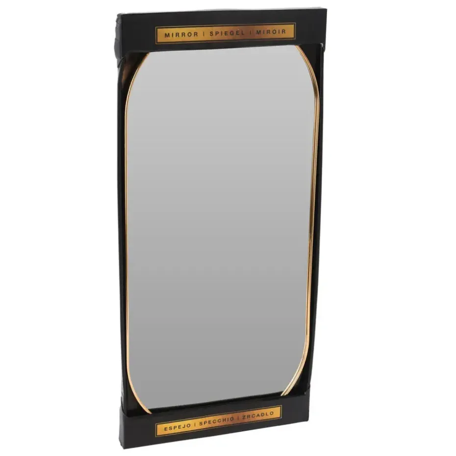 Home & Styling Wandspiegel - ovaal - metaal - goud - 50x25cm