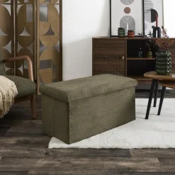 Home Deco - Poefje - opbergbox - rib - groen - 38 x 38cm