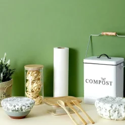 Home deco factory afvalbakje voor aanrecht - 5L - groen - compost