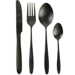 Home Deco Factory Bestekset - 16 delig - zwart - RVS - 4 personen