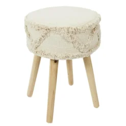 Home Deco Factory Bijzet krukje model Macrame - naturel - H41 cm