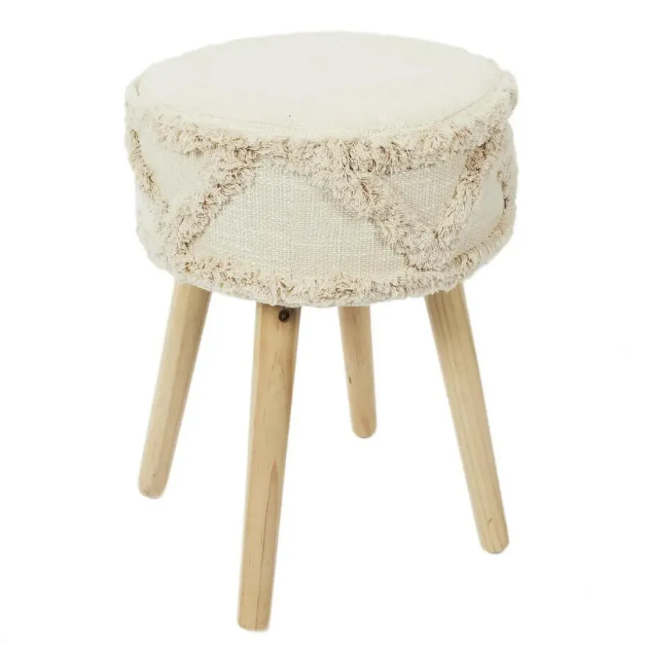 Home Deco Factory Bijzet krukje model Macrame - naturel - H41 cm