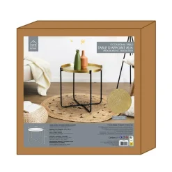 Home Deco Factory Bijzettafel - goud met zwart - metaal - 45 cm