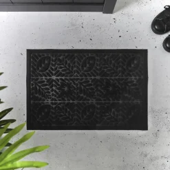 Home deco factory Deurmat - anti slip - zwart - 40 x 60 cm