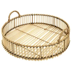 Home Deco Factory dienblad van bamboe - Rond - 40 x 6 cm