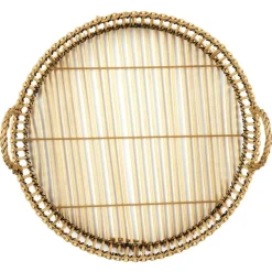 Home Deco Factory dienblad van bamboe - Rond - 40 x 6 cm