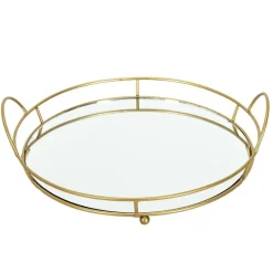 Home Deco Factory dienblad van spiegel glas - Rond - 34 x 4 cm