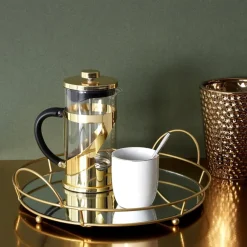 Home Deco Factory dienblad van spiegel glas - Rond - 34 x 4 cm