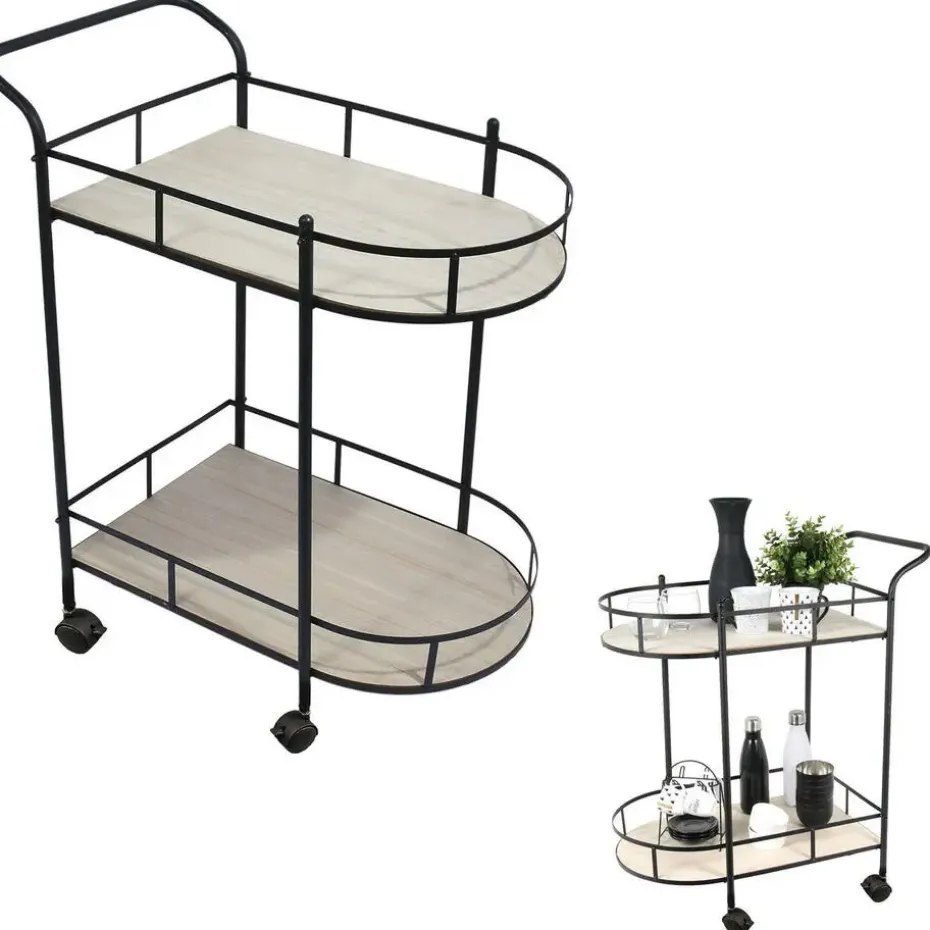 Home Deco Factory Keukentrolley Bistro - metaal/hout - 68x39x80 cm