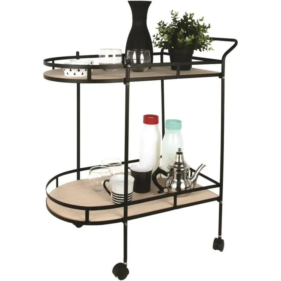 Home Deco Factory Keukentrolley Bistro - metaal/hout - 68x39x80 cm