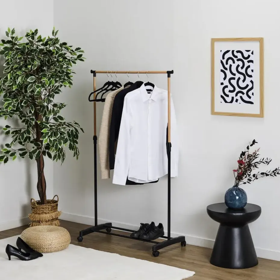 Home Deco Factory kledingrek - verstelbaar - zwart - 160 cm