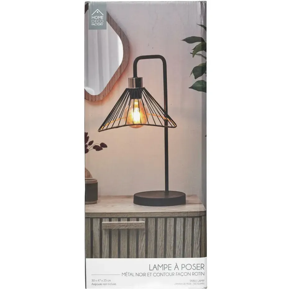 Home deco factory LED Tafellamp Loft - zwart - 30 x 47 x 25 cm