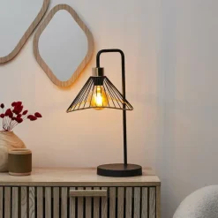 Home deco factory LED Tafellamp Loft - zwart - 30 x 47 x 25 cm