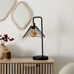 Home deco factory LED Tafellamp Loft - zwart - 30 x 47 x 25 cm