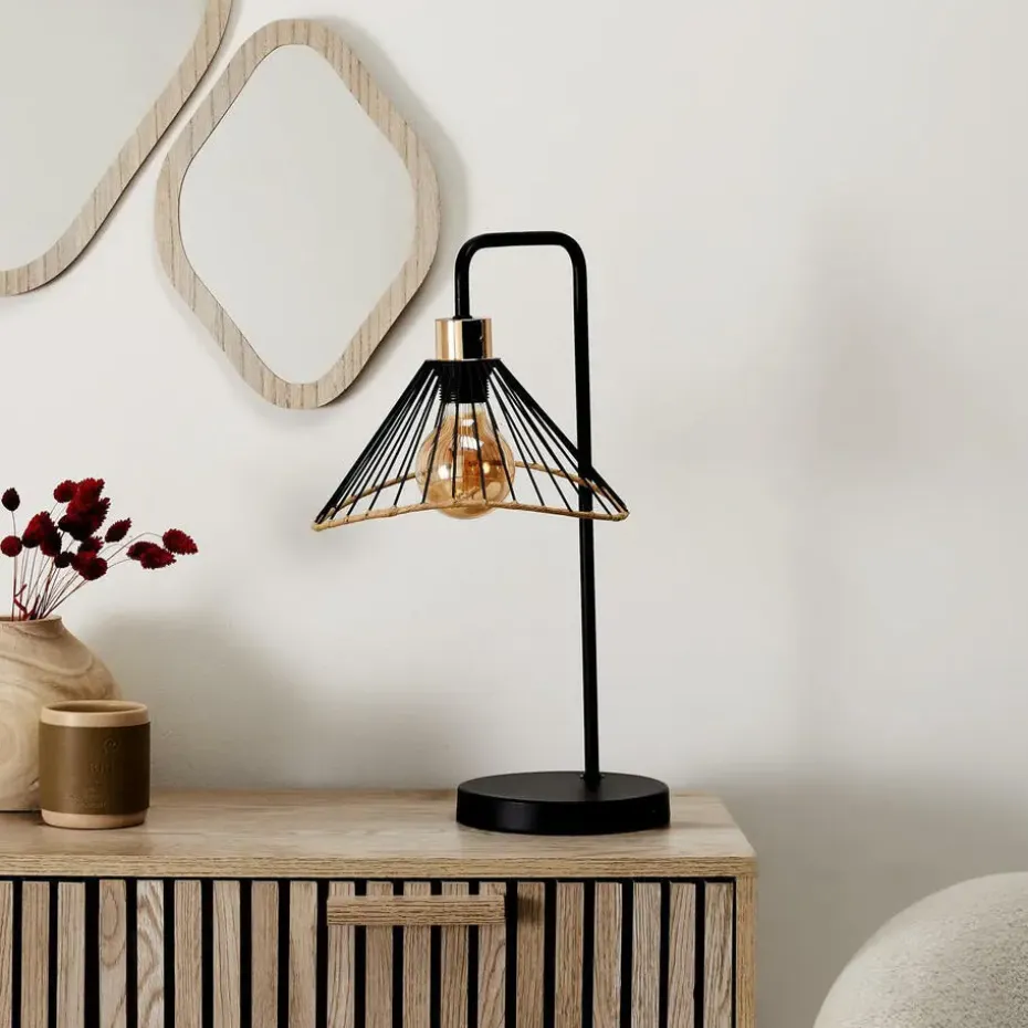 Home deco factory LED Tafellamp Loft - zwart - 30 x 47 x 25 cm