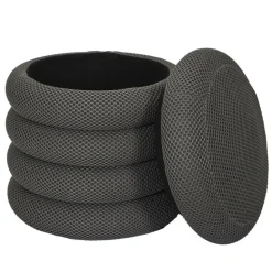 Home Deco Factory Poef/krukje - boucle - grijs - D37 x H44 cm