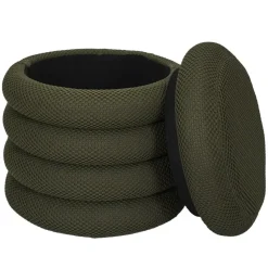 Home Deco Factory Poef/krukje - boucle - groen - D37 x H44 cm