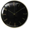 Home deco factory stille wandklok - goud/zwart - D30 cm -kunststof