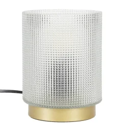 Home deco factory tafellamp - glas - wit - 15 cm - met schakelaar