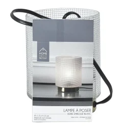 Home deco factory tafellamp - glas - wit - 15 cm - met schakelaar