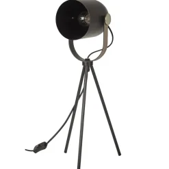 Home deco factory tafellamp industrieel - zwart - H46 cm