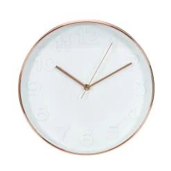 Home Deco Factory Wandklok - D30 cm - koper/wit - kunststof