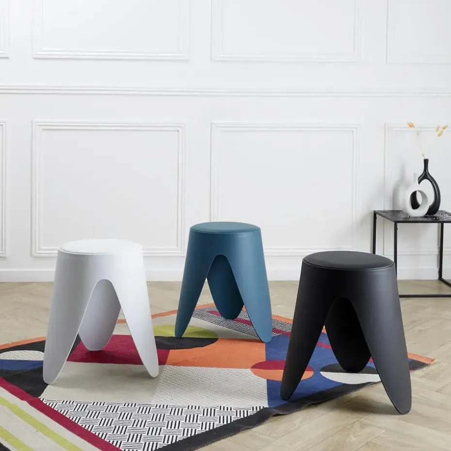 Home Deco Factory zit kruk - kunststof - zwart - 30 x 46 cm