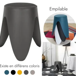 Home Deco Factory zit kruk - kunststof - antraciet - 30 x 46 cm