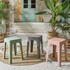 Home Deco Factory zit krukje/stoel - grijs - D34 x H47 cm