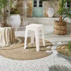 Home Deco Factory zit krukje/stoel - creme wit - 34 x 47 cm