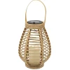 Home deco factory Zonnelantaarn tafellamp - Solar -rotan - 26,5 cm -kaarseffect