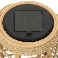 Home deco factory Zonnelantaarn tafellamp - Solar -rotan - 26,5 cm -kaarseffect