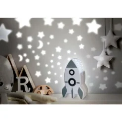 Home Deco Kids Nachtlampje - Raket met muurprojectie - 15 cm