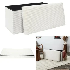 Home Deco Poef - Cocoonen - MDF/polyester - wit - 76 x 38 cm