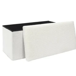 Home Deco Poef - Cocoonen - MDF/polyester - wit - 76 x 38 cm