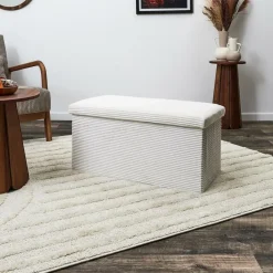 Home Deco Poef - Cocoonen - MDF/polyester - wit - 76 x 38 cm