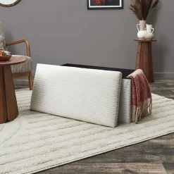 Home Deco Poef - Cocoonen - MDF/polyester - wit - 76 x 38 cm