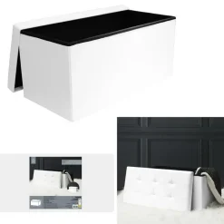 Home Deco Poef - Essence - MDF/polyester - wit - 76 x 38 cm