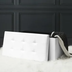 Home Deco Poef - Essence - MDF/polyester - wit - 76 x 38 cm