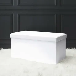 Home Deco Poef - Essence - MDF/polyester - wit - 76 x 38 cm