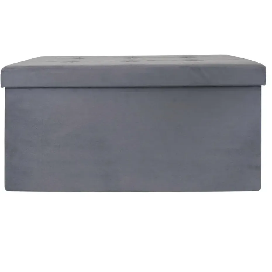 Home Deco Poef Chique - opbergbox - grijs - 76 x 38 cm