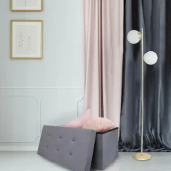 Home Deco Poef Chique - opbergbox - grijs - 76 x 38 cm