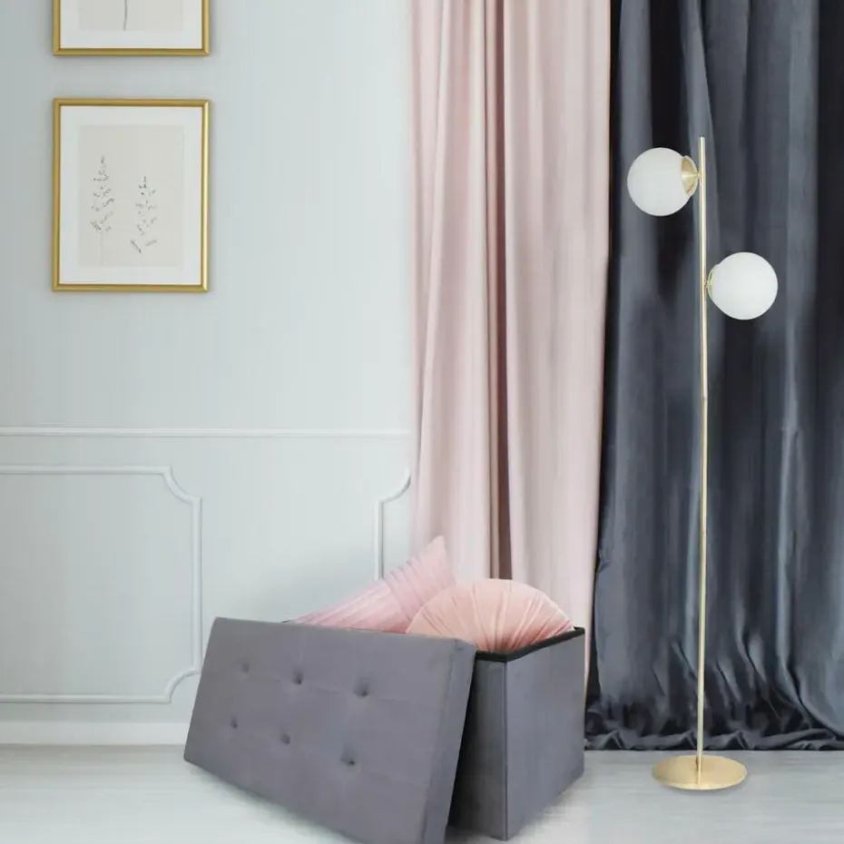 Home Deco Poef Chique - opbergbox - grijs - 76 x 38 cm