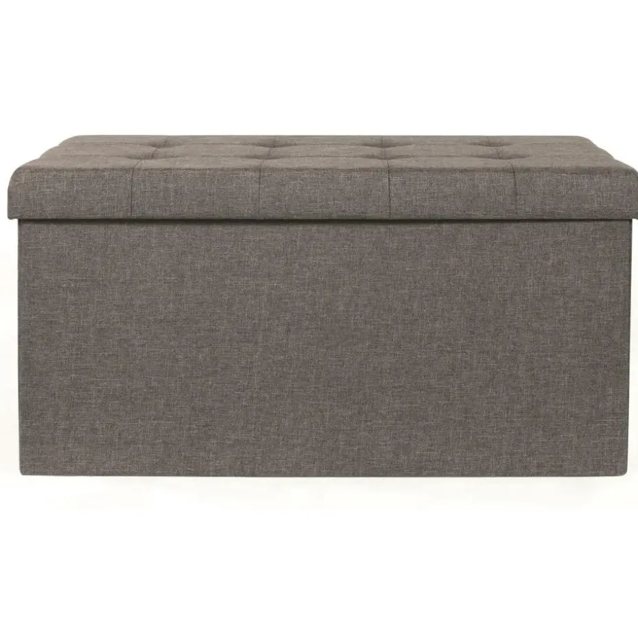 Home Deco Poef Chique - opbergbox - donkergrijs - 76 x 38 cm