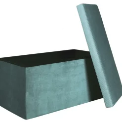 Home Deco Poef Velvet - opbergbox - blauw - 76 x 38 cm