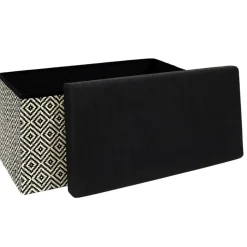 Home Deco Poefje - opbergbox - donkerbruin/zwart - 76 x 38 cm