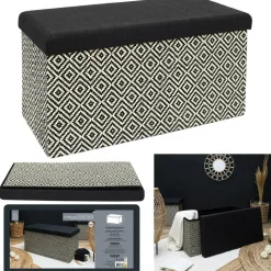 Home Deco Poefje - opbergbox - donkerbruin/zwart - 76 x 38 cm