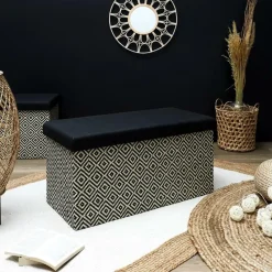 Home Deco Poefje - opbergbox - donkerbruin/zwart - 76 x 38 cm